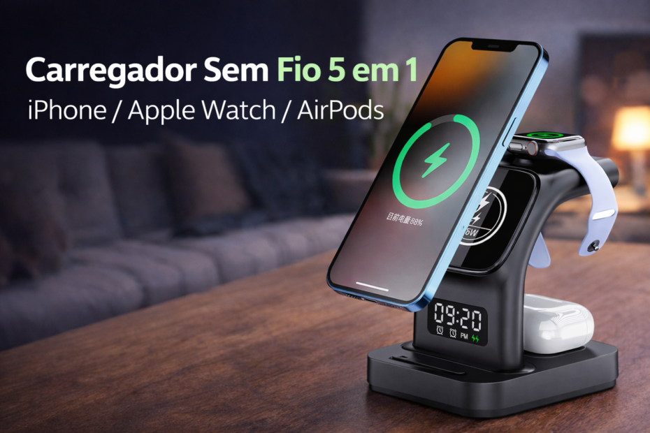 Carregador sem fio para dispositivos Apple
