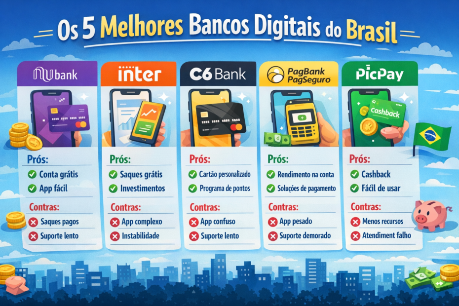 Comparação dos melhores bancos digitais brasileiros