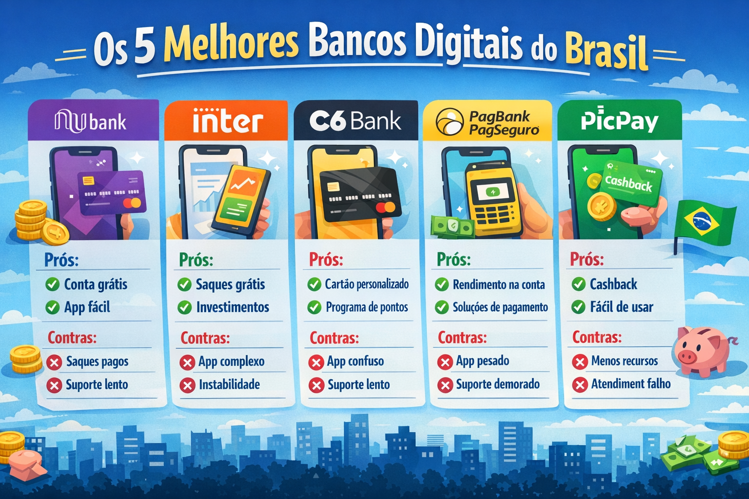 Vida com Lucro Dicas de Finanças, Investimentos e Renda Passiva 1 Comparação dos melhores bancos digitais brasileiros